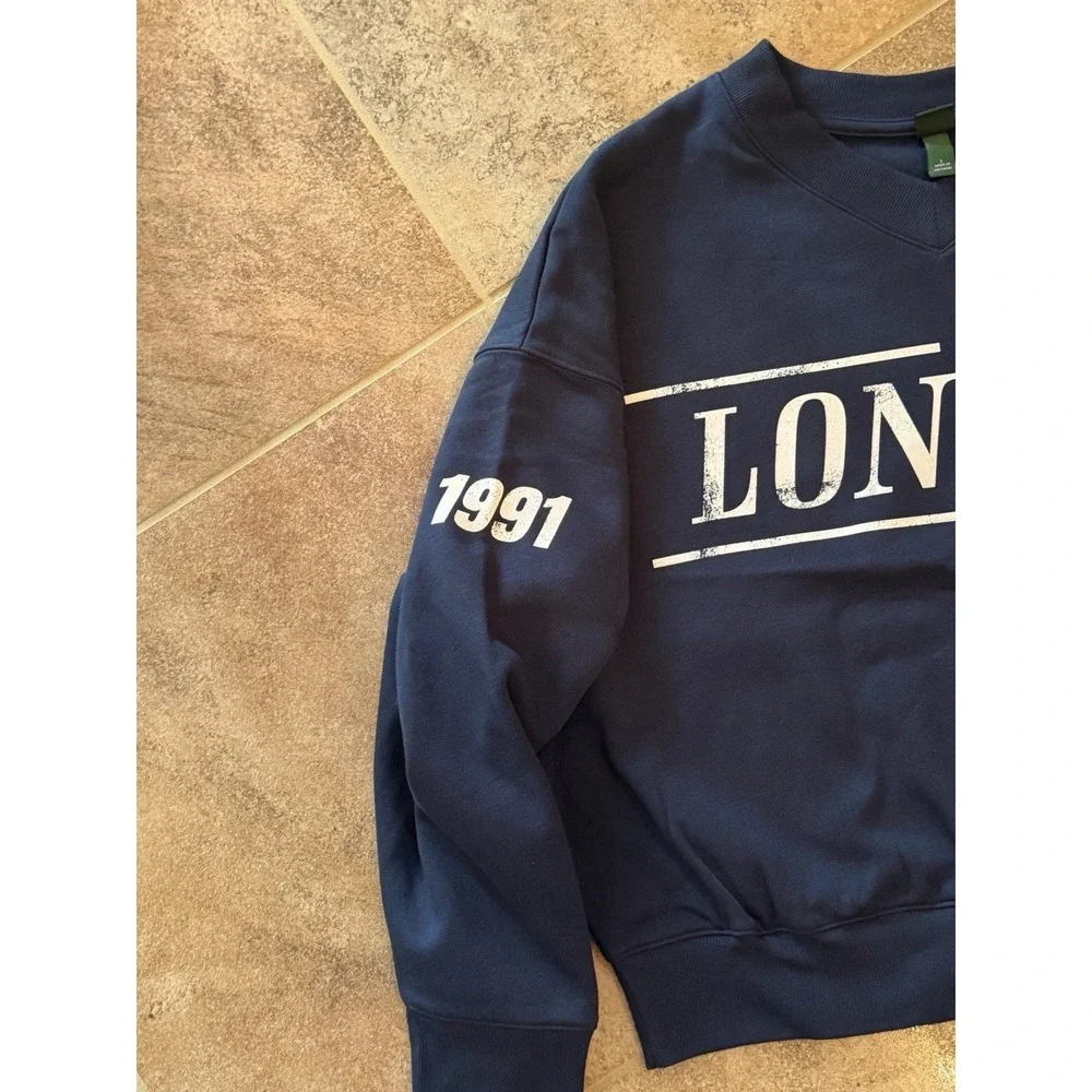 Wild Fable Women's Oversized Pullover Sweatshirt Navy Blue Sz L NWT - Picture 7 of 9